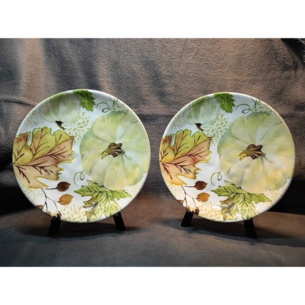 Set/2 Robert Stanley Harvest Pumpkin Salad Dessert Plates Fall Thanksgiving 2C